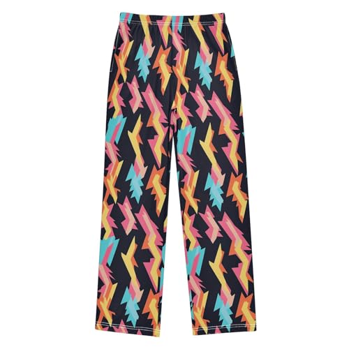 Boys' Pants Doodle Colorful Lightning Bolts Long Bottoms Jogger Pants Elastic Waist Trousers with Pockets S-XL
