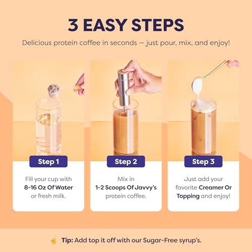 Image of Javvy Protein Iced Coffee - Premium Whey Protein & Iced Coffees, 100% Natural Cold Brew, Zero Artificial Flavors & Sweeteners, 80mg Caffeine, No Added Sugar, 20 Servings, Iced Cinnamon Roll, 1 Pack