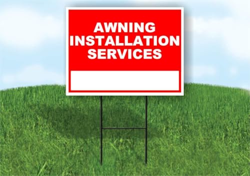 Awning Installation Services Write On Me Red 18x24 in Single Sided Yard Road Sign w/Stand
