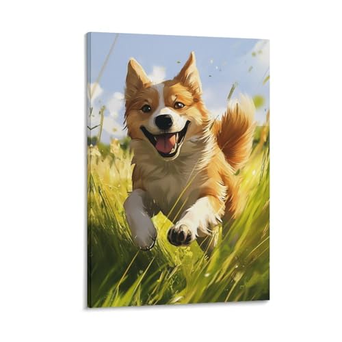 Chien Akita toile murale 30x45cm pour decoration salon et couloir