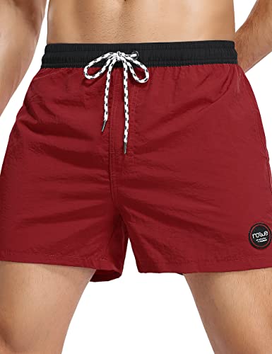 Nonwe Men's Swim Trunks with Mesh Lining and Pockets Quick Dry Bathing Suits