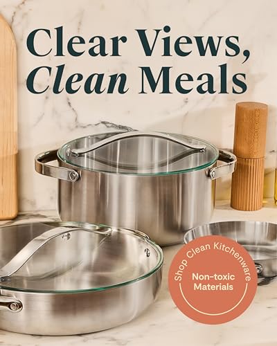 Image of Caraway 12 inch Glass Lid for Pots and Pans - Made With Tempered Glass - Sized to Fit Caraway Ceramic-Coated & Stainless Steel Cookware