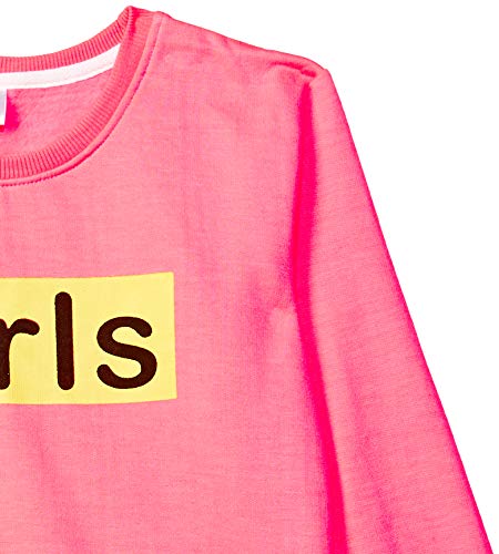 Image of Gubbarey Girl's Fleece Sweatshirt (SSG1040-1070 neon Pink 5 6 Years)