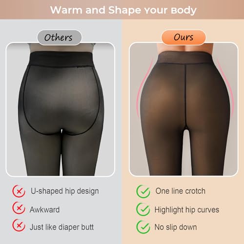 Warm Fleece Lined Tights Women Fake Translucent Pantyhose High Waist Thermal Leggings Thick Sheer Winter Tights2