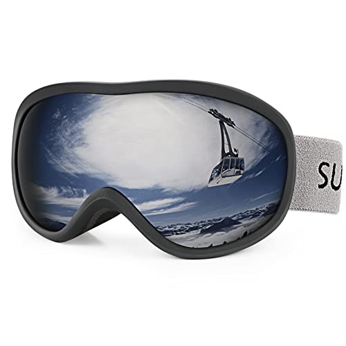 Image of Supertrip Snow Ski Goggles Anti-Fog 100% UV Protection Snowboard Skiing Goggles (Black Frame /Gray Lens (vlt 10%))
