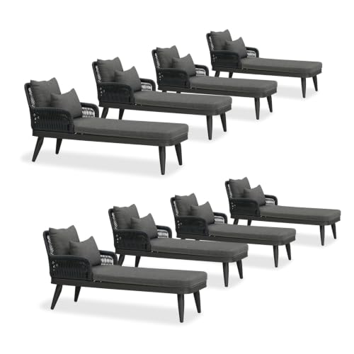 Image of PURPLE LEAF Patio Chaise Lounge Chair with 2 Pillows Cushion Aluminum Grey