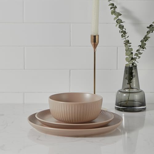 Image of Stone Lain Logan 12 Pieces Stoneware Dinnerware Set, Beige