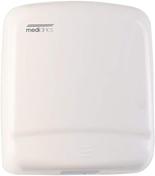 Saniflow M99A-UL Optima Low Traffic Sensor Operated Hand Dryer in Steel White Epoxy Finish, 1/8" Cover Thickness, 31 mph Air Velocity, 127 CFM Effective Airflow, 2800 rpm, 1680W Motor Power