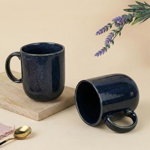 Image of The Earth Store Galaxy Blue Cylus Coffee Mug - 320ML Ceramic Coffee Mugs Set of 2 | Microwave & Dishwasher Safe Mugs for Gift | Home | Office | Restaurant | Daily Use Tea Mug
