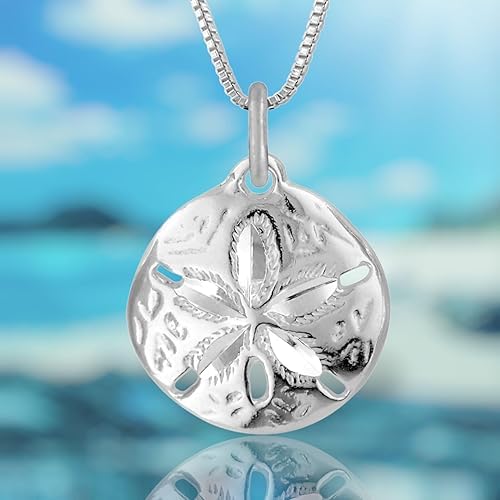 Hawaiian Silver Jewelry Pendant Necklace – 18 Inch Sand Dollars Pendant Charm – Premium Sterling Silver Craftsmanship – Modern and Elegant – Comfortable Women Jewelry Necklace3