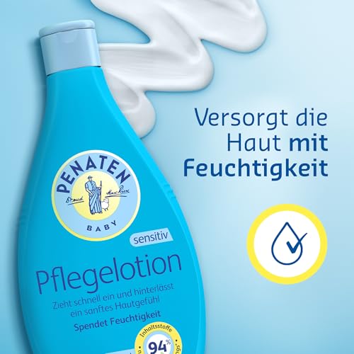 PENATEN Pflegelotion 400 ml, sanfte und schnell einziehende Baby Bodylotion in recycelbarer Flasche, spendet der Haut wichtige Feuchtigkeit und ein angenehmes Hautgefühl, für Neugeborene entwickelt 3
