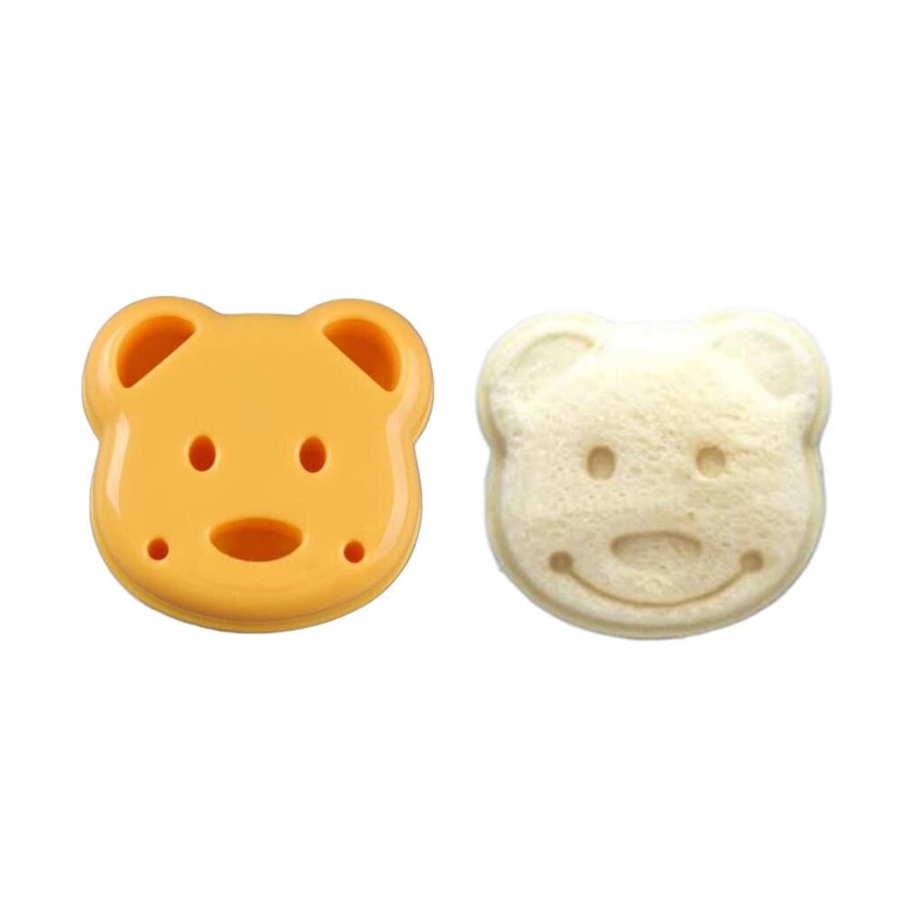 UQUABESO Bear Shape Sandwich Mold Cutter, Cartoon Bread Sandwich Shapers DIY Maker Biscuit Cookie Cake Mould Cutter Tool for Kids (Yellow)