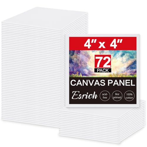 ESRICH Mini Canvases 4×4 (72-Pack, Bulk with Easels)