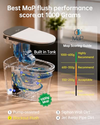 Image of EPLO Smart Toilet Bidet with Auto Open Close,1000 Gram MaP Flush Score,Foam Dispenser, ADA Comfort Height, Moving Dryer,Auto Flush,Heated Seat,One Piece Elongated Toilet with Tank Built in U8MAX
