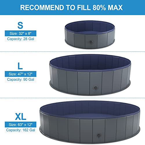 Niubya Foldable Dog Pool, Collapsible Hard Plastic Dog Swimming Pool, Portable Bath Tub For Pets Dogs And Cats, Pet Wading Pool For Indoor And Outdoor, 32 X 8 Inches #TOP1