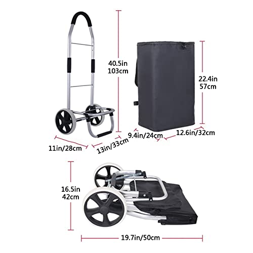Household Products Utility-einkaufswagen, Zusammenklappbarer Einkaufswagen mit Abnehmbarer Oxford-Einkaufstasche… – Bild 3
