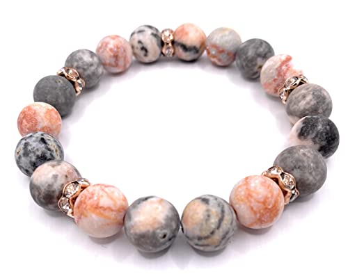 EVOLS Natural Stone Beaded Stretch Stacking Hand Woven Matte Agate European Bohemian Bracelet A Wonderful Gift Comes With Custom Packaging., 7 inch