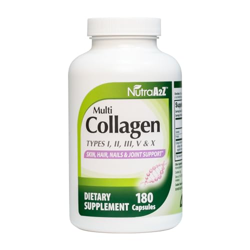 Multi Collagen Pills 1735mg -180 Collagen Capsules (60 Servings) - Types I, II, III, V & X for Healthy Skin, Hair, Nails & Joint Support