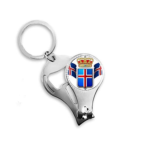 Iceland National Emblem Country Symbol Nail Nipper Ring Key Chain Bottle Opener Clipper