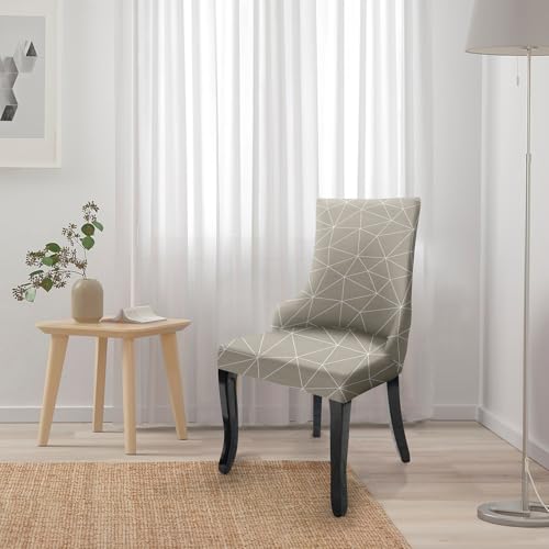 Image of House of Quirk Wingback American Side Chair Slipcover-Accent Chair Cover Slipcover with Arm,Washable Dining Chair with Nailed Trim Protector for Dining Living Room (Beige White Triangle)
