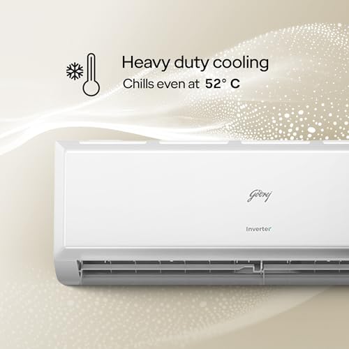 Image of Godrej 1 Ton 3 Star,New star rated,5 Years Comprehensive Warranty,AI Powered, 5-In-1 Convertible Cooling, Inverter Split AC (Copper,Model,Heavy duty cooling at 52 C, AC1T EI 12PINV3R32 WYQ 3S,White)
