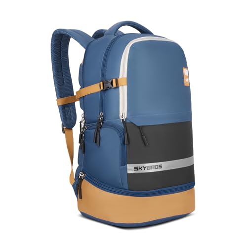 Image of Skybags Basecamp 17 Inch Compatible Laptop Backpack 40L | 3 Compartments with Quick-Access Front Pocket & Rain Cover | Tablet Sleeve & Side Bottle Pocket | Office & Travel Backpack for Men & Women