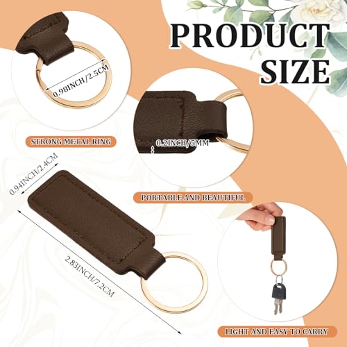 Image of Leather Key Fob Kit with Metal Rings, PU Leather Keychains Blank for Laser Engraving, DIY Craft Tools