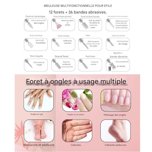 Lime à ongles électrique réglable à 3 vitesses pour manucure portable - 7