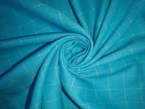 Tissu en lin bleu haut de gamme Lea style années 60 large 147,3 cm