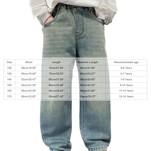 Boys Elastic Waist Jeans Baggy Straight Leg Denim Pants with Pockets Comfort Fit Stretch Trousers for Daily Wear3