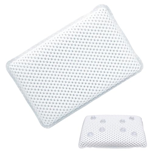 BDSHUNBF Almohada de Baño con 8 Ventosas Antideslizantes,Puede Soportar la Cabeza,Cojín de Baño,Reposacabezas Ergonómico,Almohada para Bañera el Cuello,la Espalda,SPA en Casa Bañera de Hidromasaje