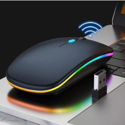 Mouse Sem Fio Recarregável Wireless Bluetooth Optico Led Rgb Colorido Ergonômico Usb 2.4 Ghz Notebook Computador Pc Desktop Linha Premium glide