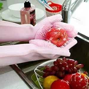 vingaboy Dish Washing Cleaning Sponge Gloves for Dish Washing,Kitchen Bathroom Cleaning,Pet Bathing,Car Washing1 Pair(13.6