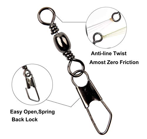 image for JSHANMEI Fishing Barrel Swivel with Nice Snap Fishing Lure Line Connec