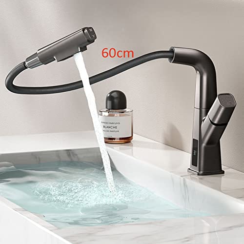 Robinet de lavabo de salle de bain haut de gamme noir affichage digital