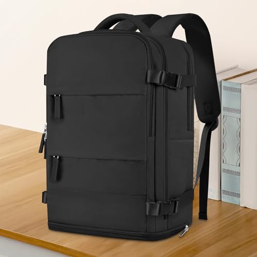 coowoz Travel Backpack For Women Men,Carry On Backpack,Hiking Backpack Waterproof Outdoor Sports Rucksack Casual Daypack Travel Essentials(Black) 25L by coowoz - Used condition - Image 2