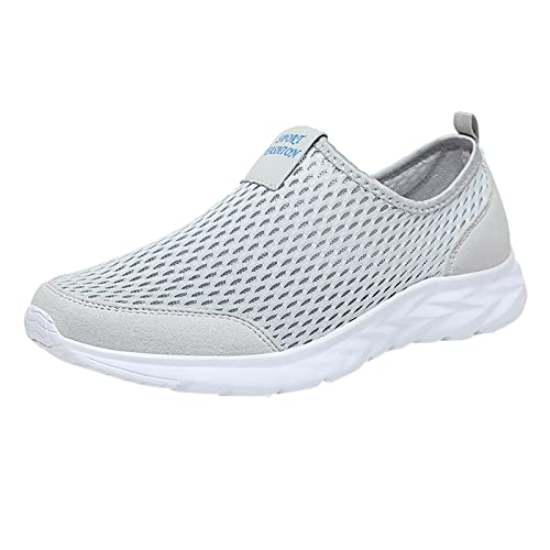 Sneakers Mesh Damen Schuhe Damen Schuhe Wasserdicht leicht Schlupfschuhe Sportschuhe Stoff Sportschuhe Outdoor Sneaker Elegant bequem Laufschuhe atmungsaktiv Freizeitschuhe bequeme Schuhe, gris, 47 EU