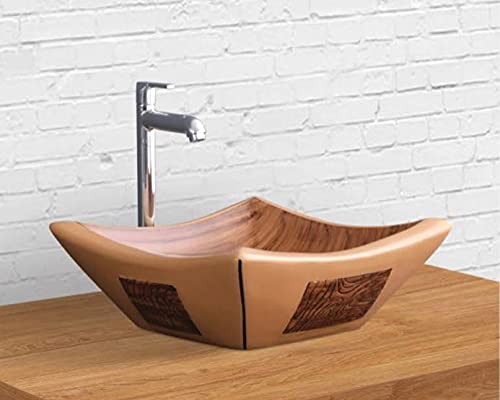 WATERO Luxurious Ceramic Wash Basin Countertop Tabletop Bathroom Sink Wash Basin (16.5 x 16.5 x 6 INCH) Tecco 001