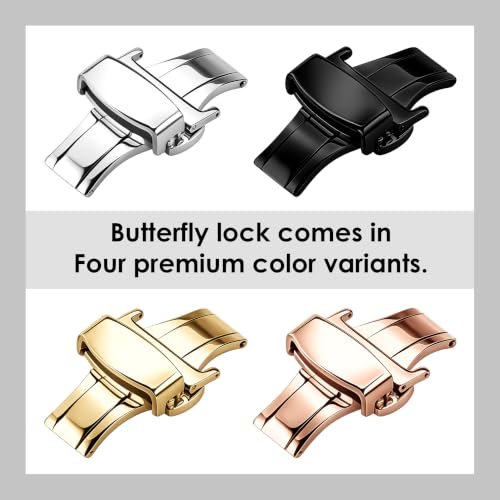 Image of DBLACK ''DSLCK3'' Butterfly Lock Stainless Steel Deployment Buckle Double Push Spring Clasp for Watch strap / / For 16mm, 18mm, 20mm, or 22mm Watch Bands (Choose Your Size & Color)