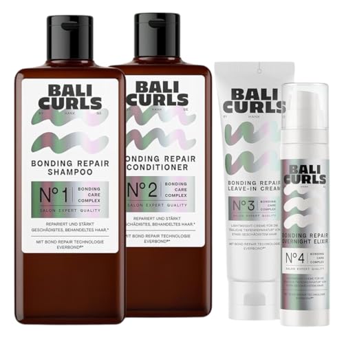 BALI CURLS Bonding Repair Set 4-Schritte Pflege- & Repair-Routine für geschädigte Locken Shampoo Conditioner Leave-In & Overnight Elixir