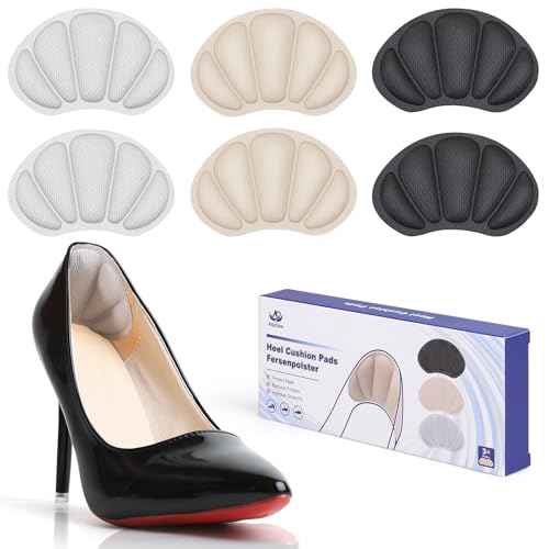 AnjoCare Almohadillas para Talones, 3 Pares de Almohadillas Autoadhesivas para Talones de Zapatos Flojos, Plantillas Antideslizantes para Tacones Altos Zapatos de Piel Demasiado Grandes