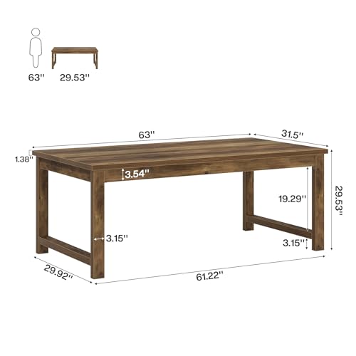 Image of Tribesigns Modern Computer Desk, 63 x 31.5 inch Large Office Desk Computer Table Study Writing Table Workstation for Home Office, Brown Wood