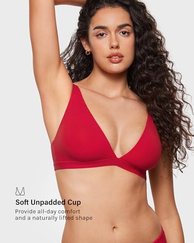 Image of INLYRIC Women's Inbarely Soft Plunge Bralette - Deep V Unlined Triangle No Padding No Underwire Sexy Comfort Sleep Bra