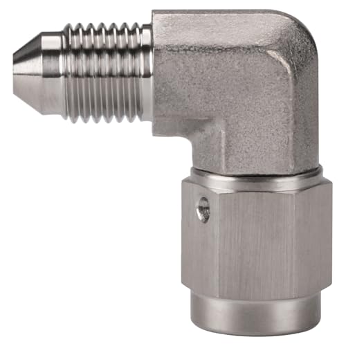 Podavelle 3AN Male to 3AN Female 90 Degree Swivel Stainless Steel Brake Fitting Adapter Coupler