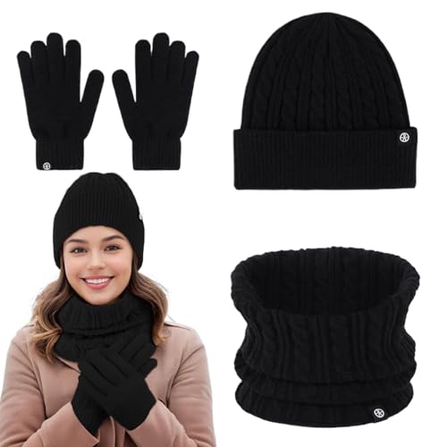 Gorro de punto y bufanda de mujer para evitar el viento invernal 7