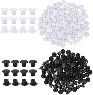 suchkawe 200 Pieces Plastic Hole Plugs 5mm, White and Black Drill Hole Cover Caps, Drilling Cover Plugs for Screw Hole in Blanking Furniture Kitchen Cabinet Shelves