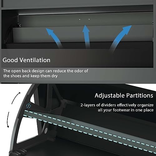 Shoe Cabinet with 2 Flip Drawers Set of 2, Narrow Shoe Storage Cabinet for Entryway, Freestanding Hidden Shoe Organizer for Hallway, Bedroom, Apartment