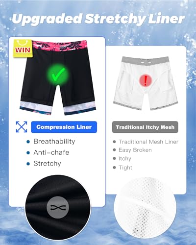 SURF CUZ 9" Mens Swim Trunks with Compression Liner Swimming Shorts 2 in 1 Stretch Quick Dry Zipper Pockets - Image 6