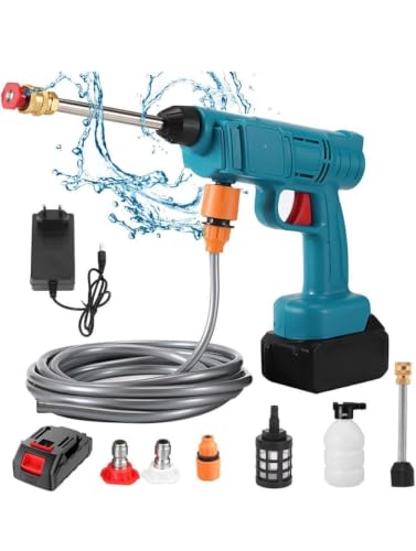Image of Cordless Pressure Washer Gun for Car & Bike Cleaning Water Spray Gun with Metal Lance | Portable Nozzle for Home, Garden & Floor CleaningCar Rechargeable 48V 12000mAh Dark Black