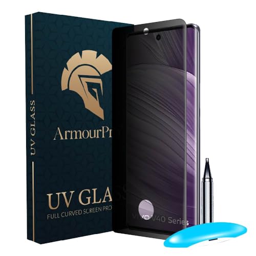 Image of ArmourPro UV Privacy Tempered Glass Screen Protector for Vivo V40 (6.78 Inch, Pack of 1) Edge to Edge Full Screen Coverage | Anti-Spy, Anti-Peeping & 9H Hardness Glass